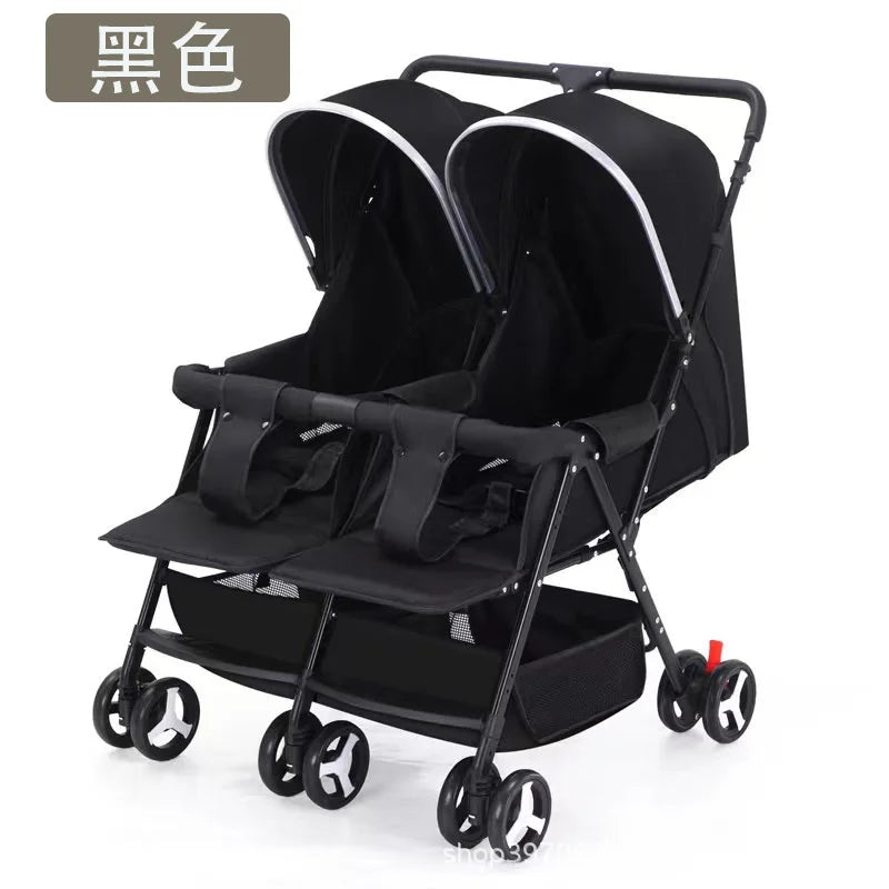 Twin Baby Stroller Can Sit and Lie Down Lightweight Stroller Two Children Outdoor Skate Baby Gods Double Seat Folding Stroller
