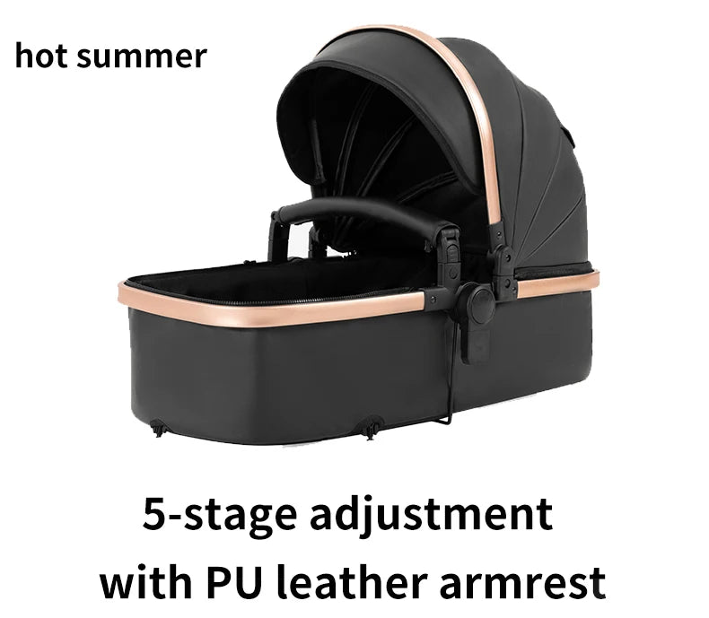 3-in-1 PU Waterproof Multi-Functional Baby Stroller Lightweight Stroller with Seat - Compact Foldable for Newborns to Toddlers