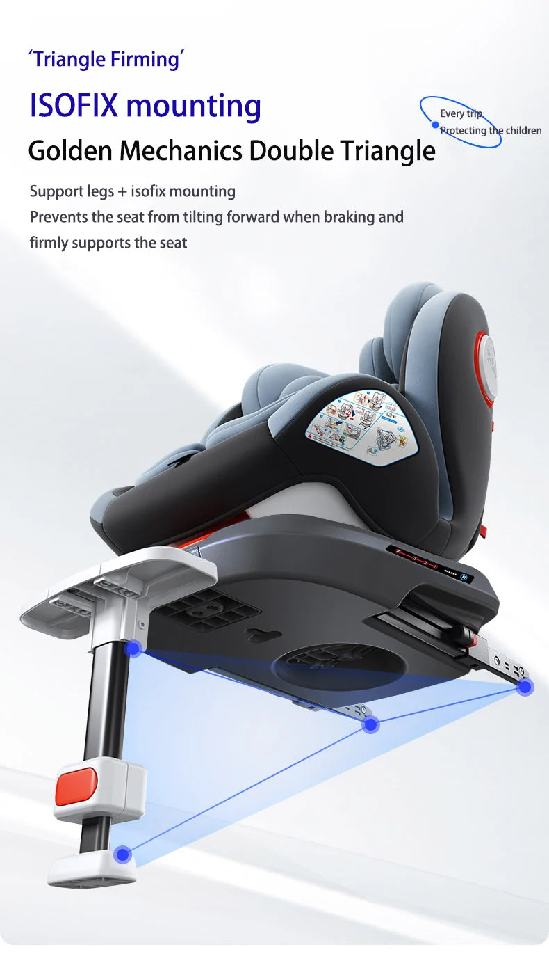 baby car seat with ISOFIX ,child safety seats 360° rotating child seat for 0-12 years old ,5-point seat belt for children