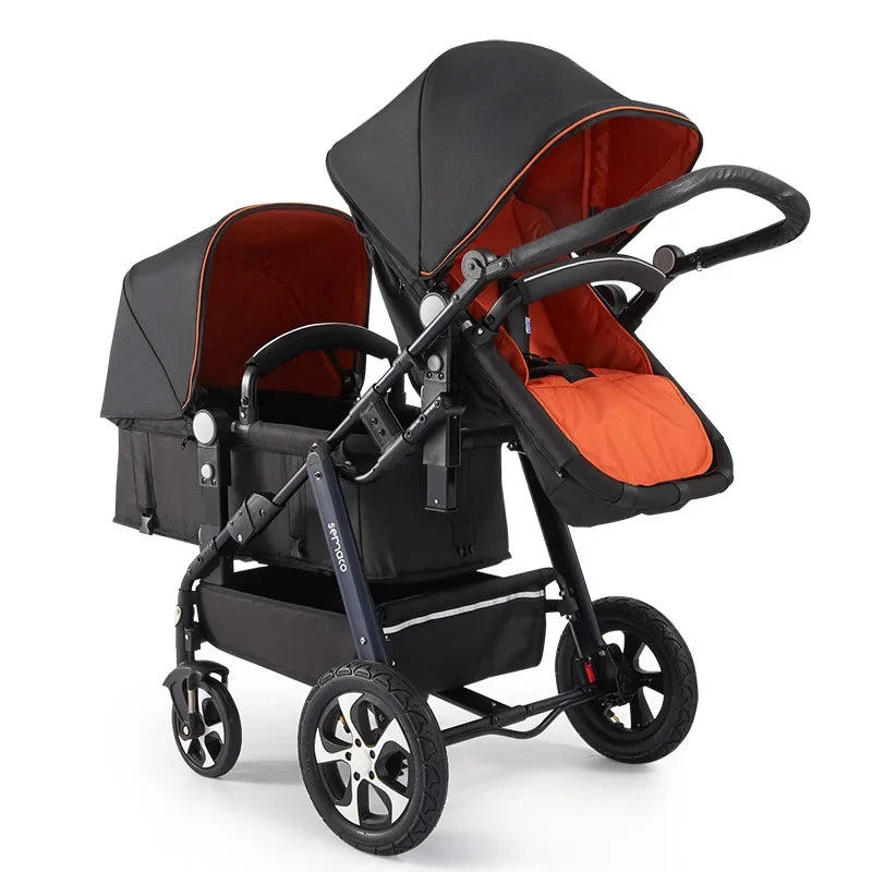 EU STOCK New Twins Baby Stroller with Four Wheels for Easy Mobility four wheels travel baby carriage, Newborn Pram,Portable
