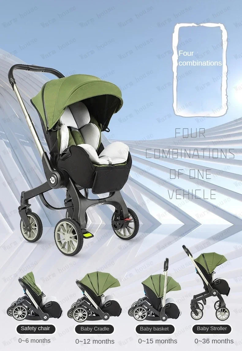 Baby stroller 4in1 Multifunctional newborn baby stroller 3in1 Foldable Basket type seat Lightweight Travel Pram